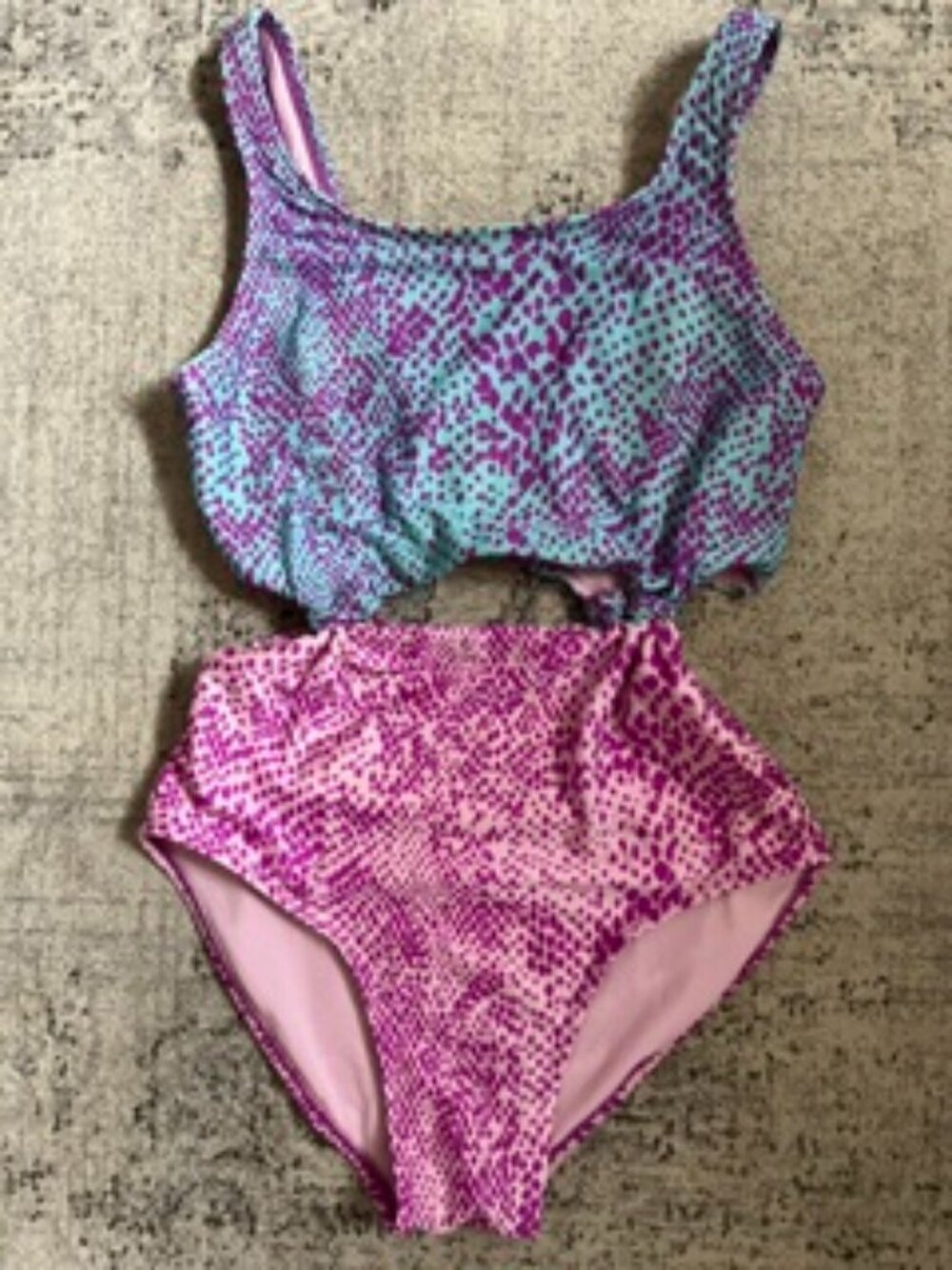 🧡3/$15 More Than Magic Pink Purple Snake-Print One-Piece Swimsuit XL (14/16)